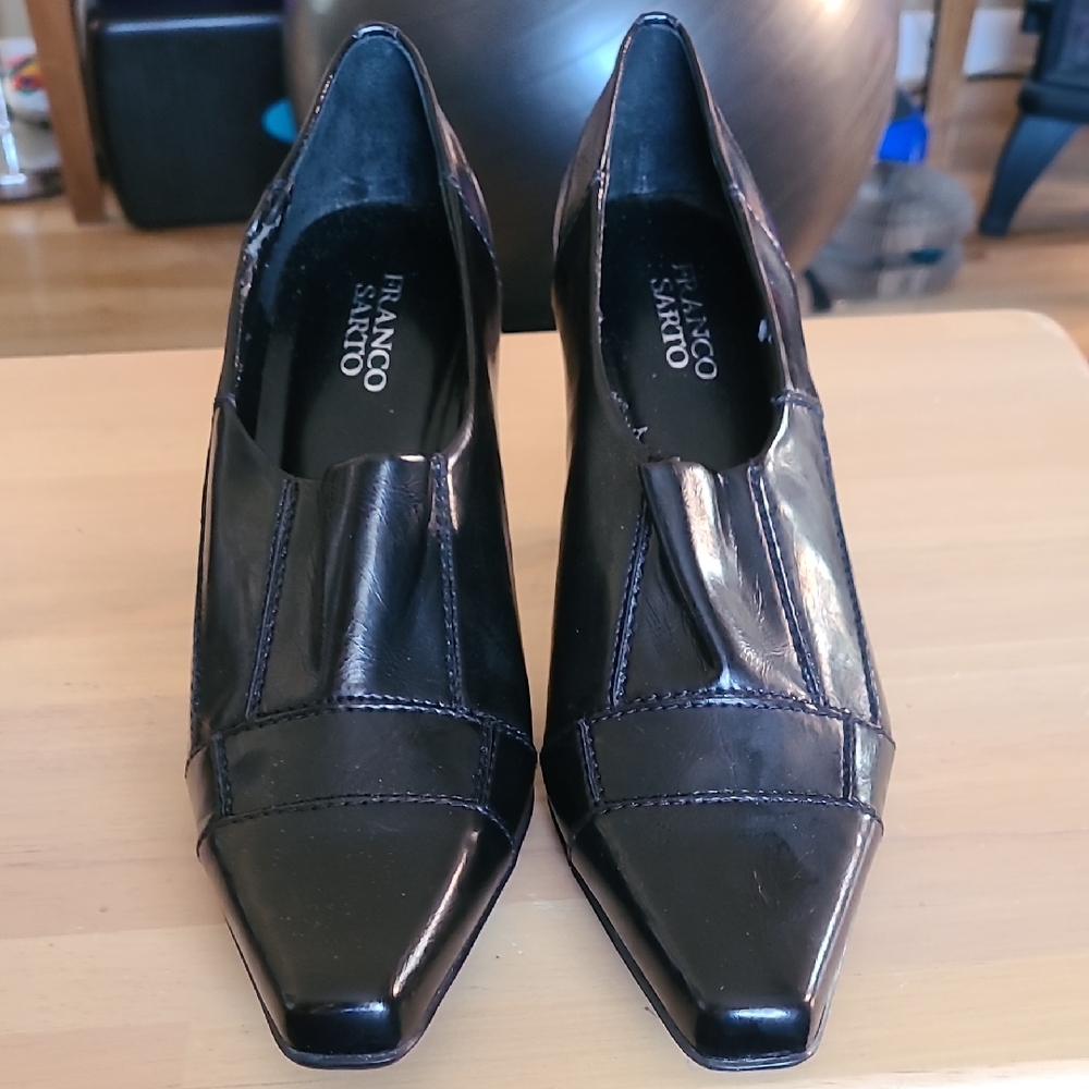 Franco Sarto Black Patent Leather Heels